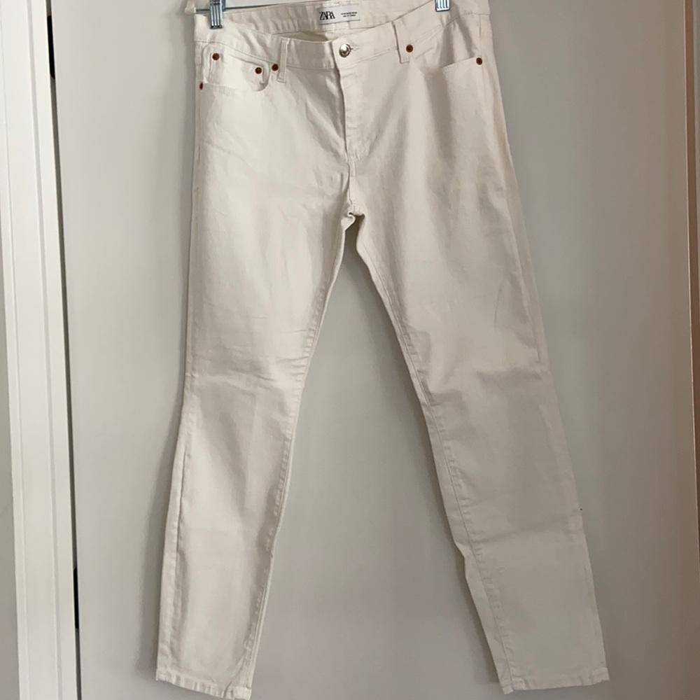 Zara white coated jeans